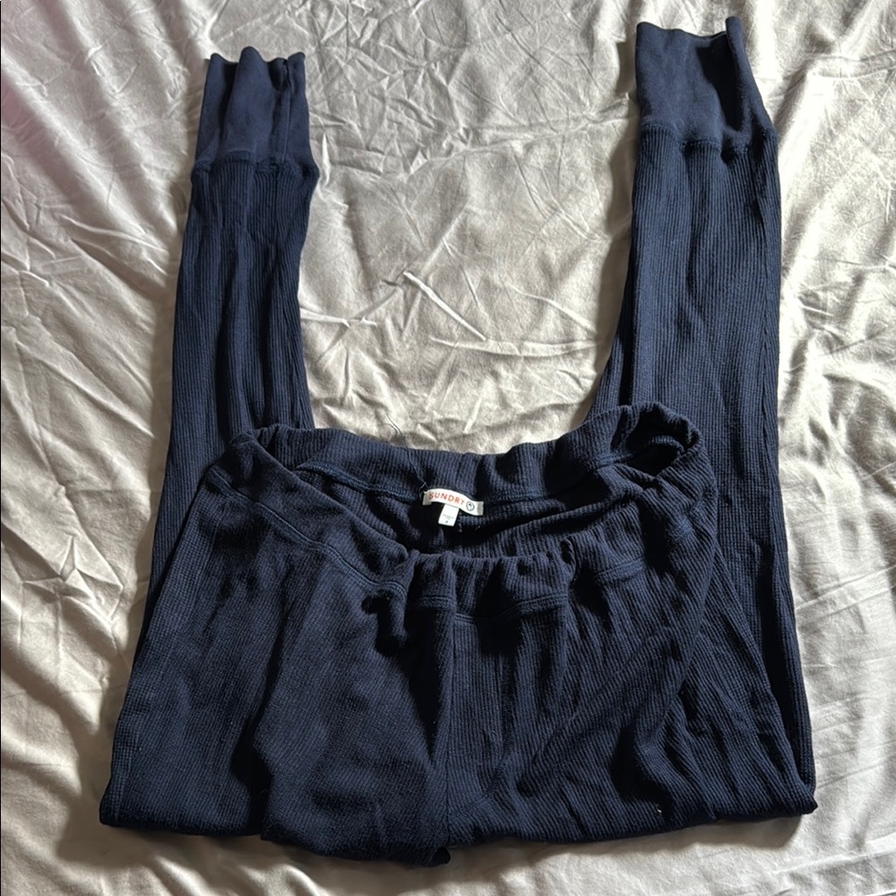 Sundry Navy Blue Ribbed Leggings